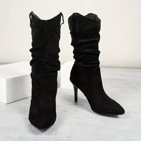 🔥2/$40🔥 Chic Women's Mid-Calf Boots - Pointed Toe, Stiletto Heel, Slip-On Design - Picture 2 of 8